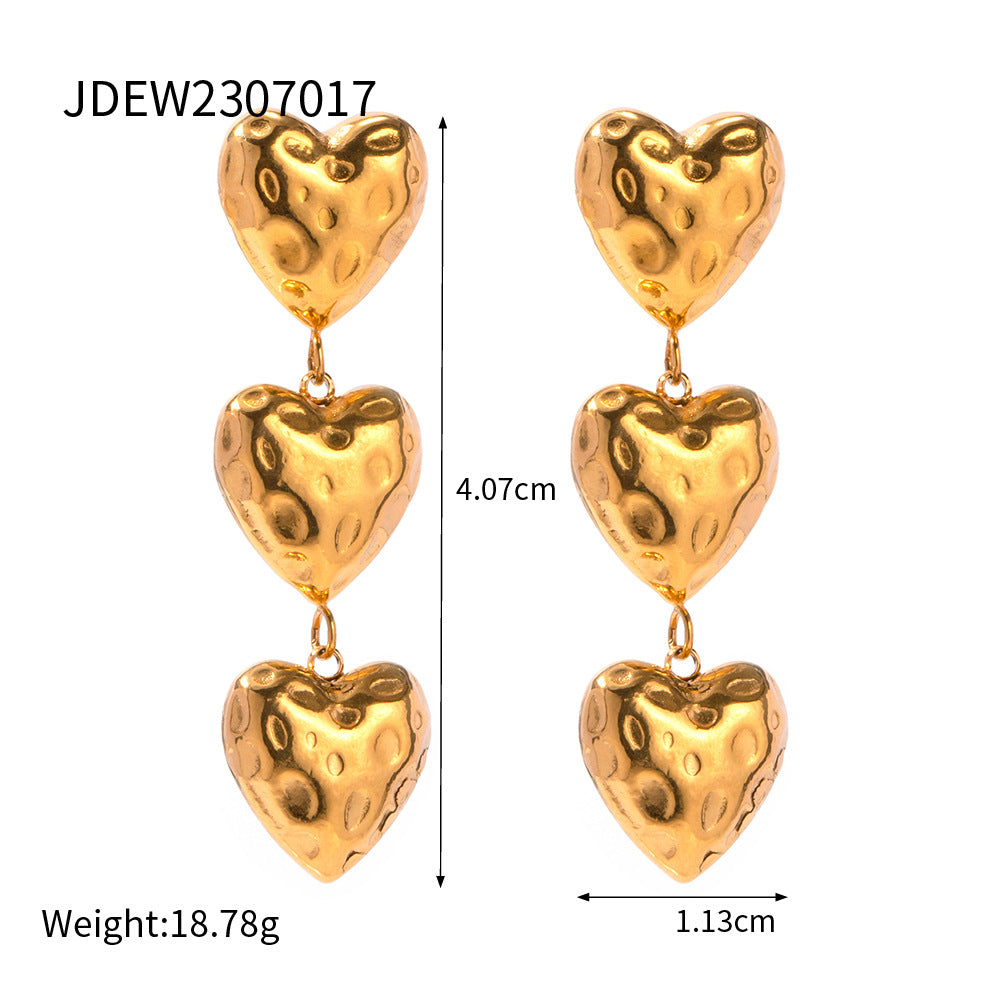 Chain of Hearts Trendy Elegant 18k Vermeil Gold Plated Drop Earrings | Mix Mix Style-Mix MIx Style