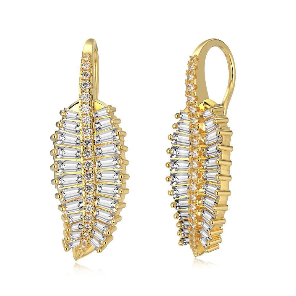 S925 sterling silver ear hooks for women inlaid with step-cut zircon l