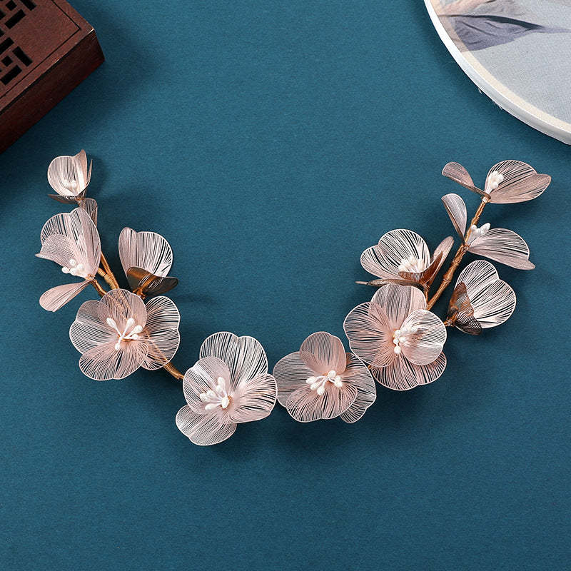 Pink Delicate Flowers Moissanite Diamonds 18k Rose Gold Plated Bridal 