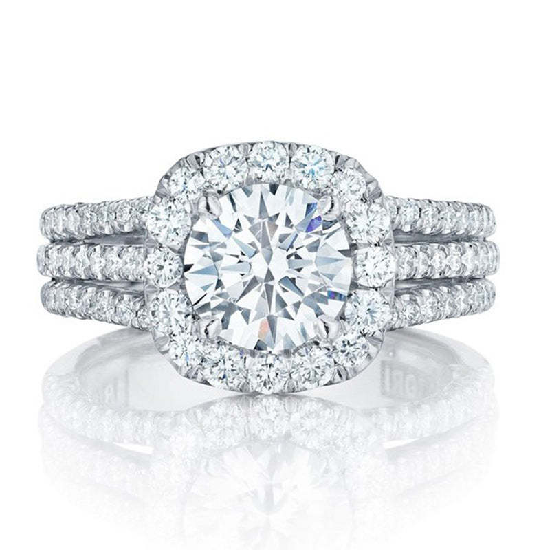 White Embellished Round Cut Moissanite Diamond 18k White Gold Plated L
