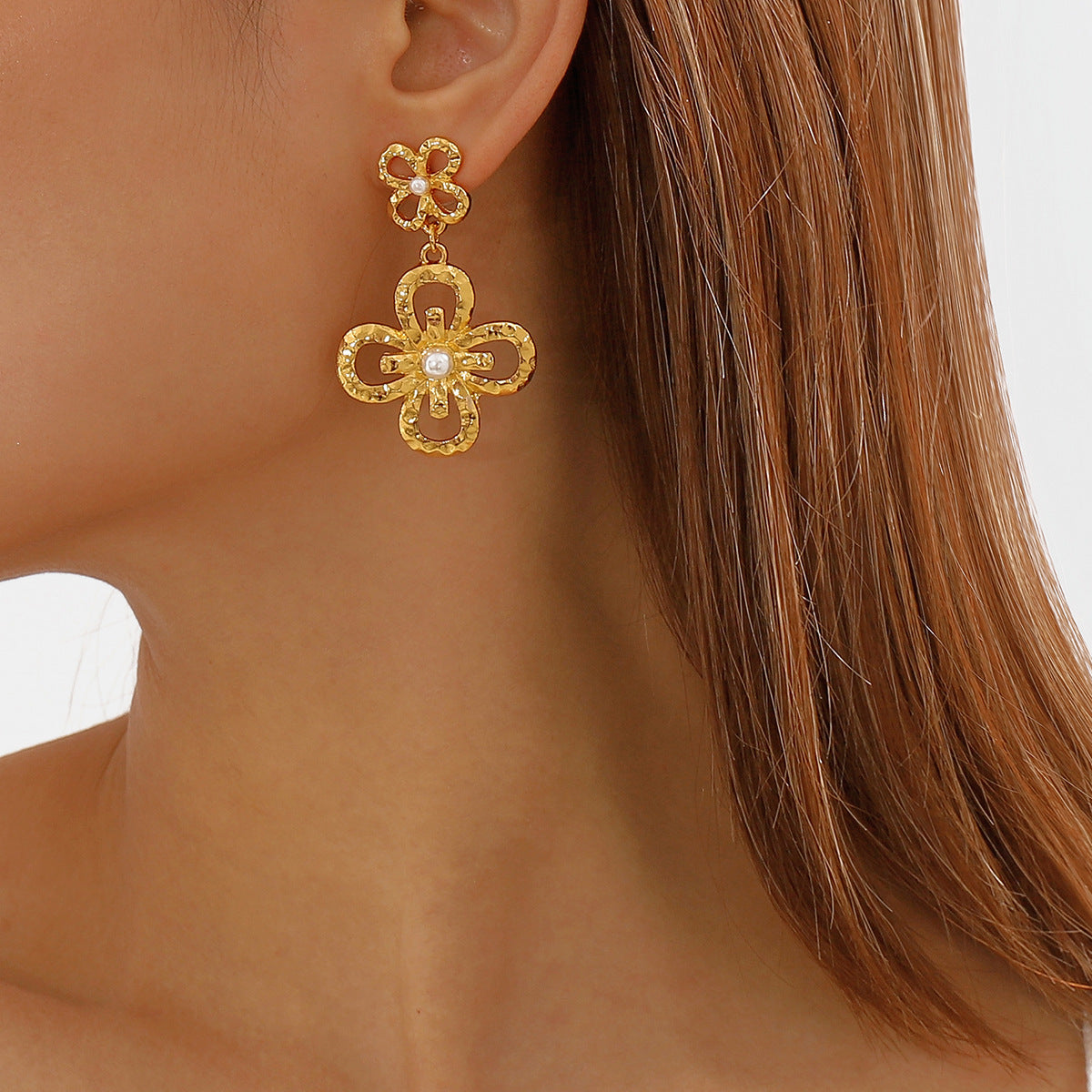 Golden Black Vintage Pendant Akoya Pearl Flower 18k Vermeil Gold Plated Drop Earring Jewelry | Mix Mix Style-Mix MIx Style