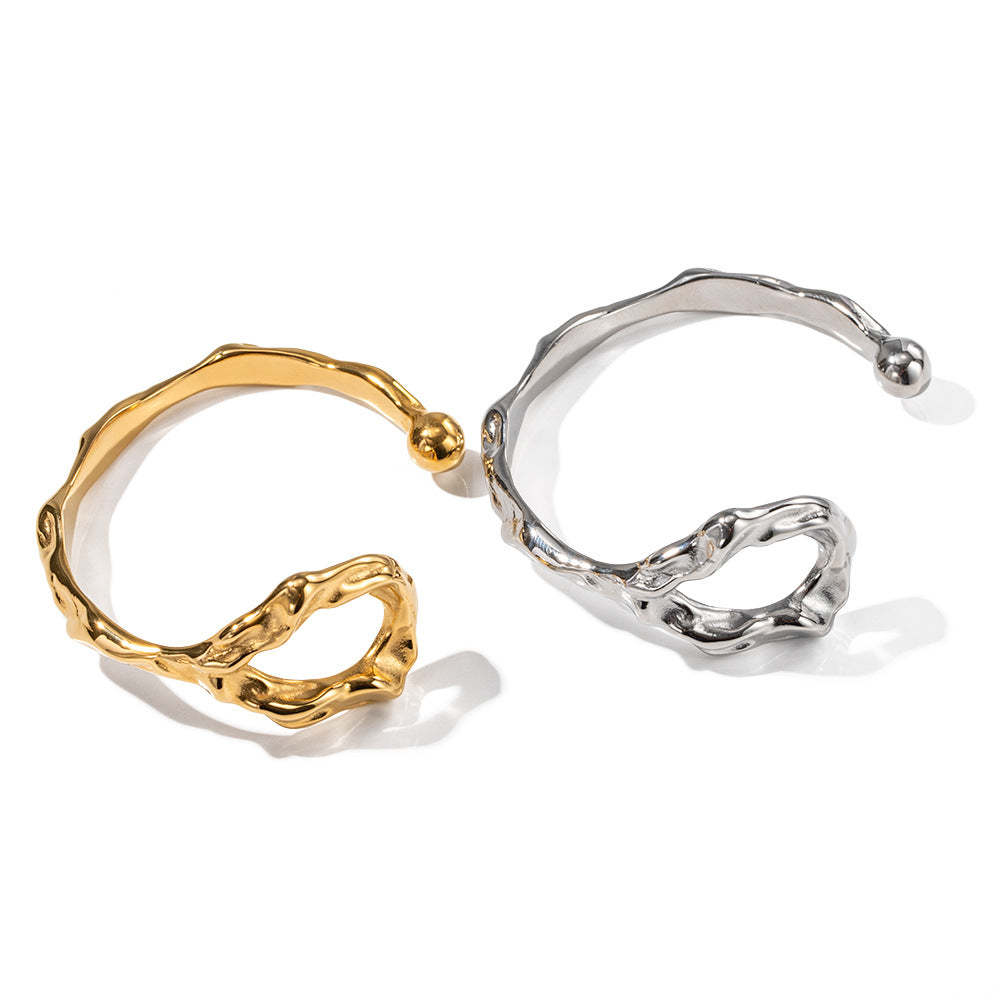 Ins style net red stainless steel irregular open bracelet women's gift PVD electroplating 18K trendy jewelry wholesale-Mix MIx Style