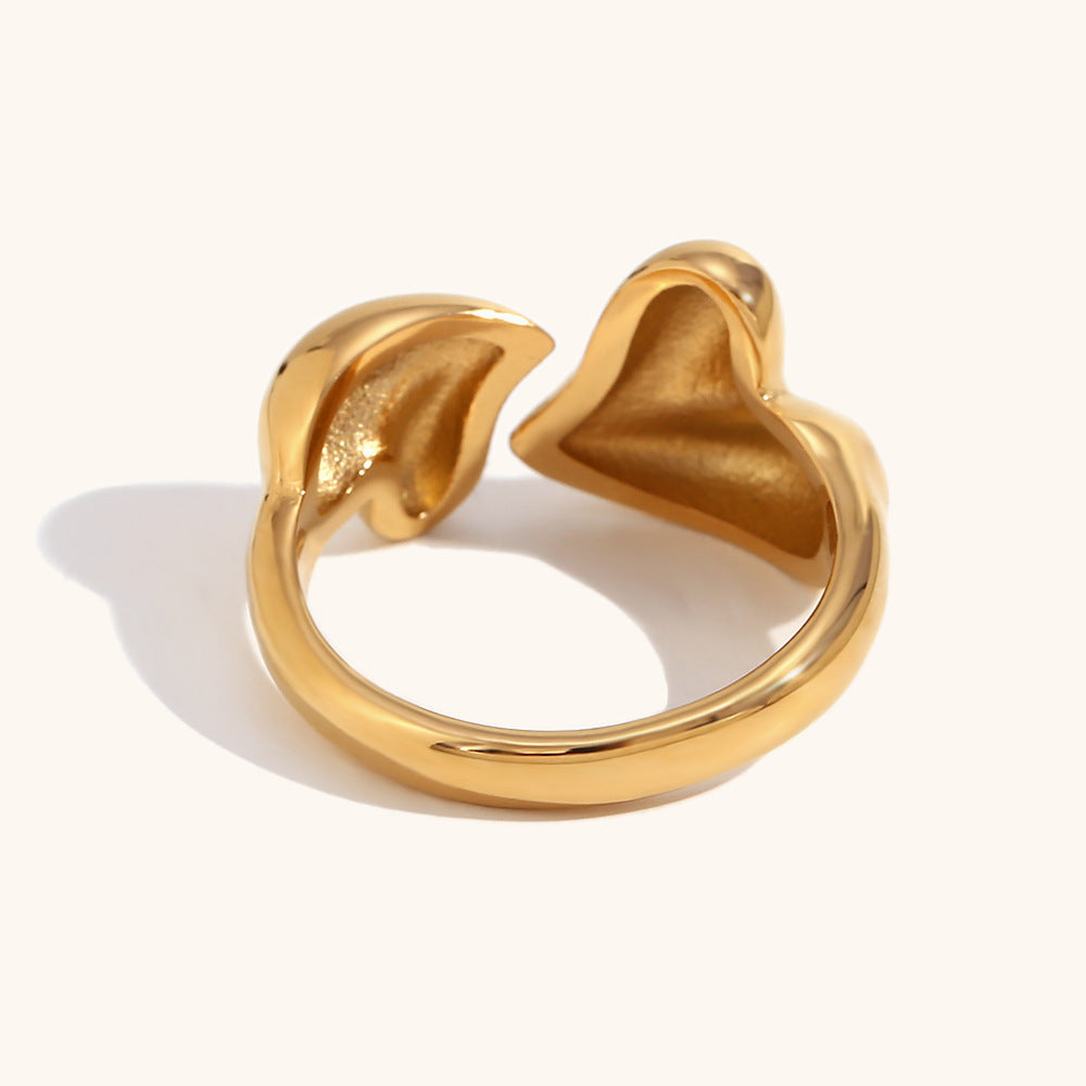 Open Heart Antique Classic Solid Elegant Dainty  18k Vermeil Gold Plated Adjustable Ring Jewelry | Mix Mix Style-Mix MIx Style