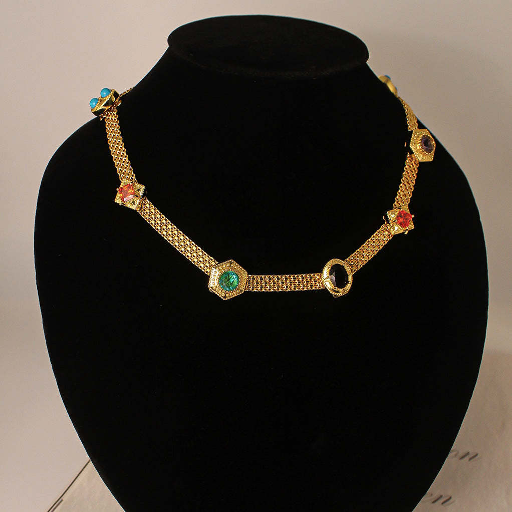 Colorful Thick Retro Classic Round Oval Cut Diamonds Luxury 18k Vermeil Gold Plated Necklace Jewelry | Mix Mix Style-Mix MIx Style