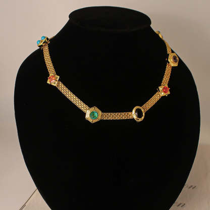 Colorful Thick Retro Classic Round Oval Cut Diamonds Luxury 18k Vermeil Gold Plated Necklace Jewelry | Mix Mix Style-Mix MIx Style