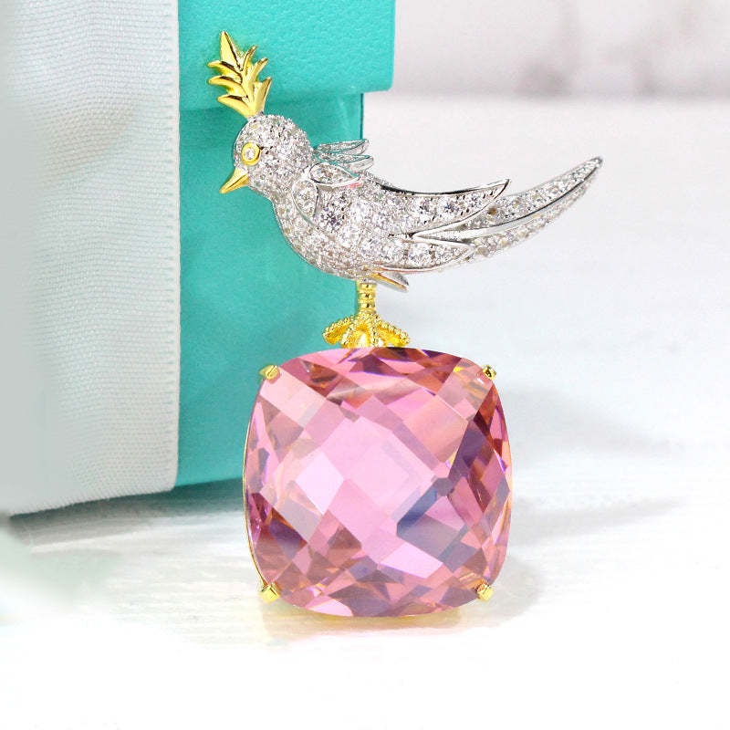 2021 autumn and winter new cross-border fashion bird brooch micro-embedded gold-plated lovebird coat pin accessories for men and women-Mix MIx Style