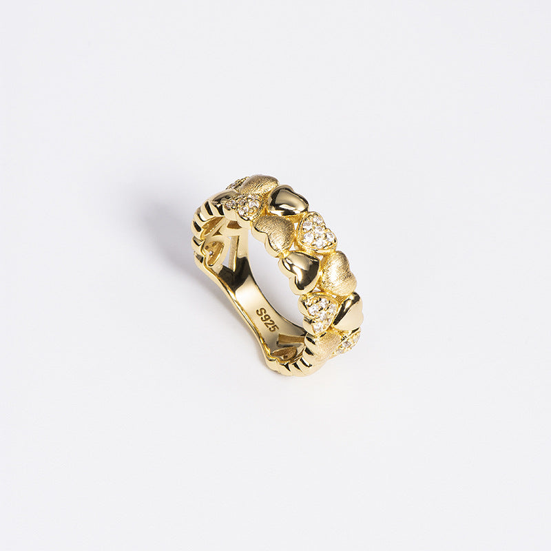 Sterling silver love ring S925 silver European and American light luxury temperament fashion niche brushed ring wholesale-Mix MIx Style