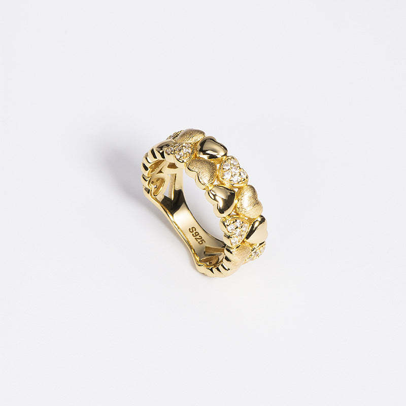 Sterling silver love ring S925 silver European and American light luxury temperament fashion niche brushed ring wholesale-Mix MIx Style