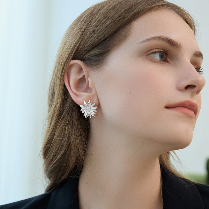 Looking for original Sunshine Dancer sterling silver gerbera aden light luxury literary high-end flower earrings-Mix MIx Style