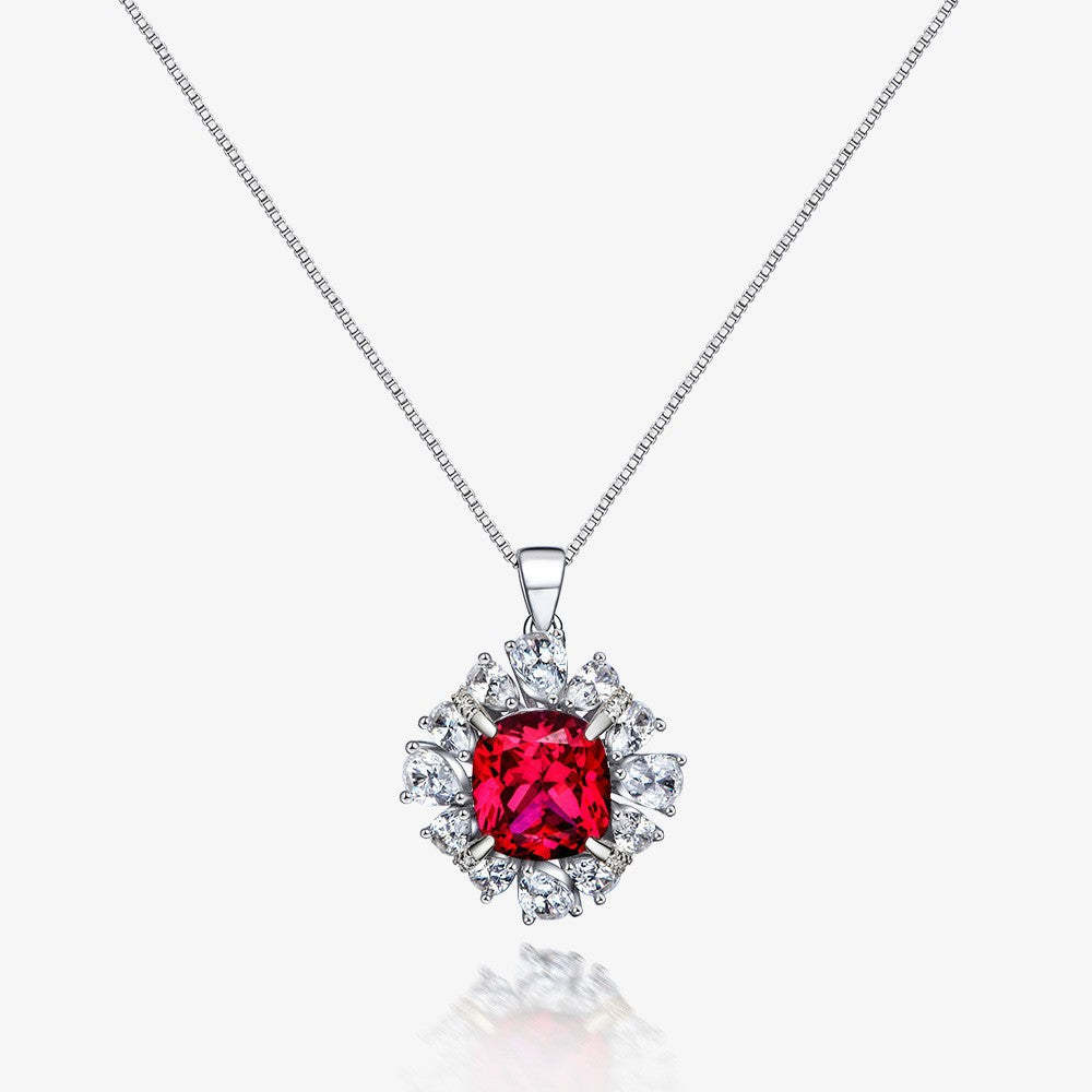 Green - Red Flower Timeless Round Cut Moissanite Diamond 5ct Pendant E