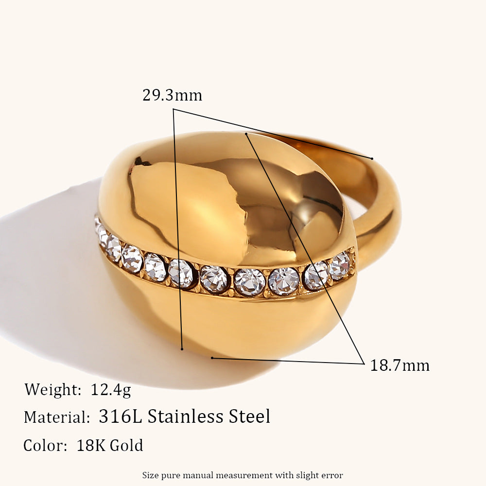 Silver Thick Vintage Classic White Diamonds Elegant Luxury 18k White/Vermeil Gold Plated Adjustable Ring Jewelry | Mix Mix Style-Mix MIx Style