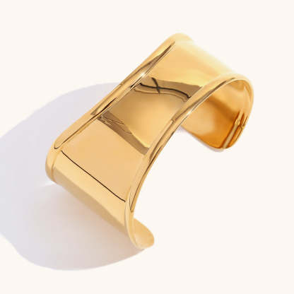 European and American cross-border simple versatile jewelry stainless steel plated 18K gold open high and low irregular wave smooth bracelet-Mix MIx Style