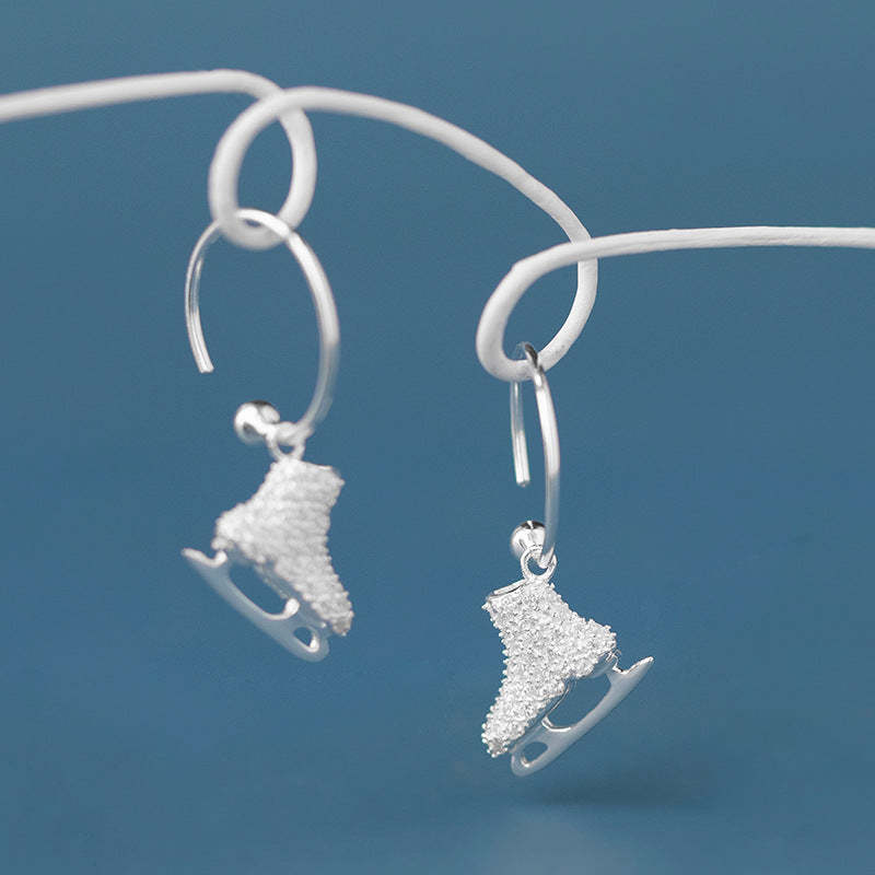 Looking for original ice and snow sterling silver S925 zircon inlaid exquisite personalized skate earrings women's earrings-Mix MIx Style