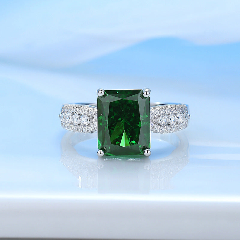 Emerald Gemstone Ring 4ct Moissanite Diamond Jewelry [Hot Seller]-Mix MIx Style