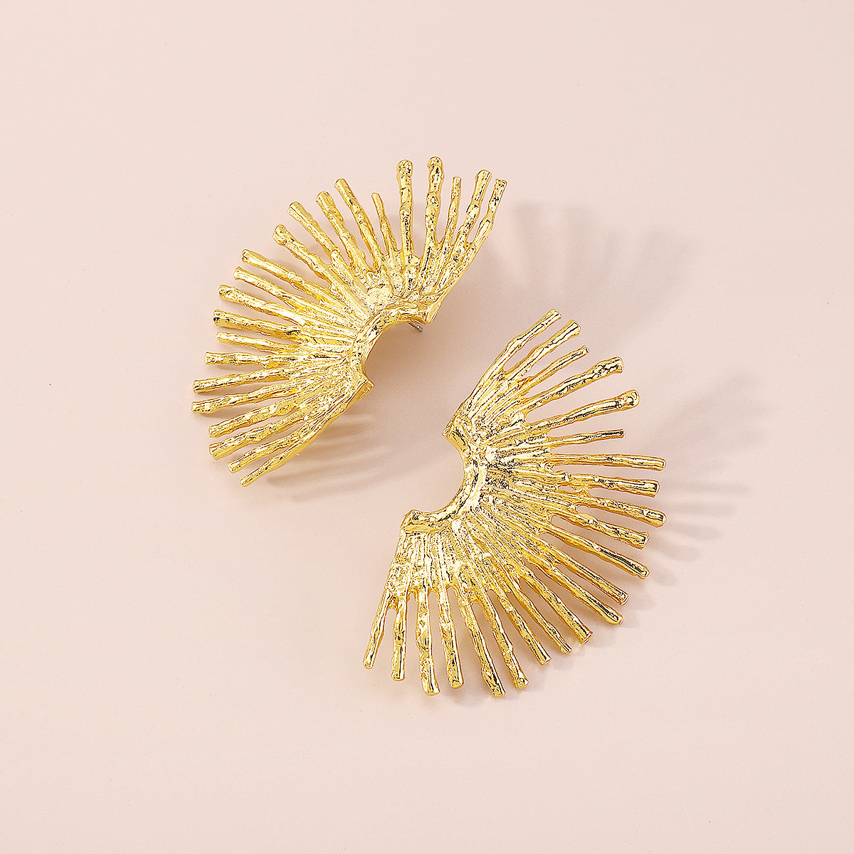 Fan Shaped Timeless Trendy Elegant 18k Vermeil/White Gold Plated Stud Earrings | Mix Mix Style-Mix MIx Style