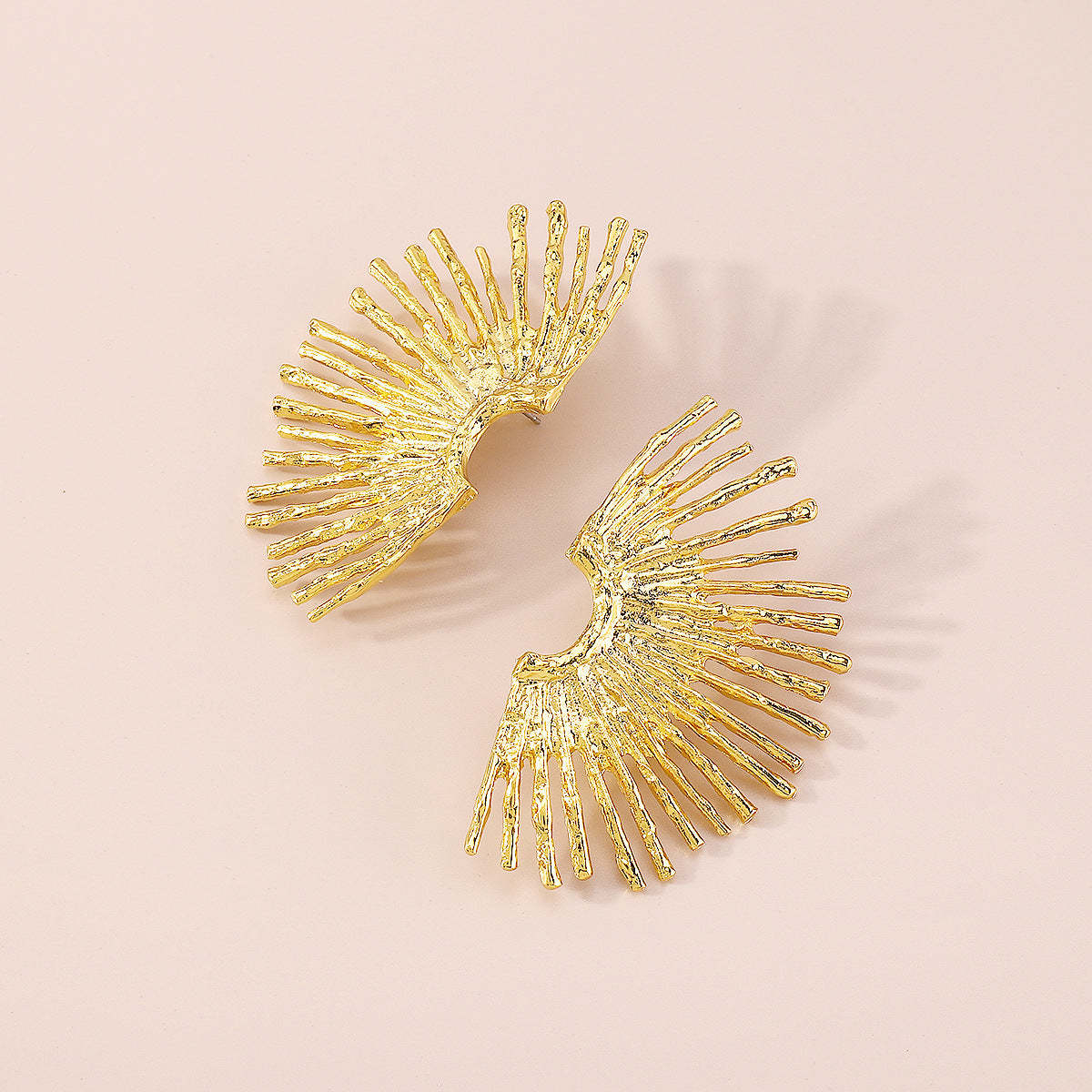 Fan Shaped Timeless Trendy Elegant 18k Vermeil/White Gold Plated Stud Earrings | Mix Mix Style-Mix MIx Style