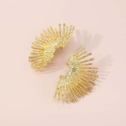 Fan Shaped Timeless Trendy Elegant 18k Vermeil/White Gold Plated Stud Earrings | Mix Mix Style-Mix MIx Style