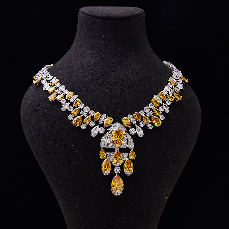 Yellow Diamond Bridal Necklace Choker 18k Gold Moissanite Jewelry Mix Mix Style [Hot Seller]-Mix MIx Style