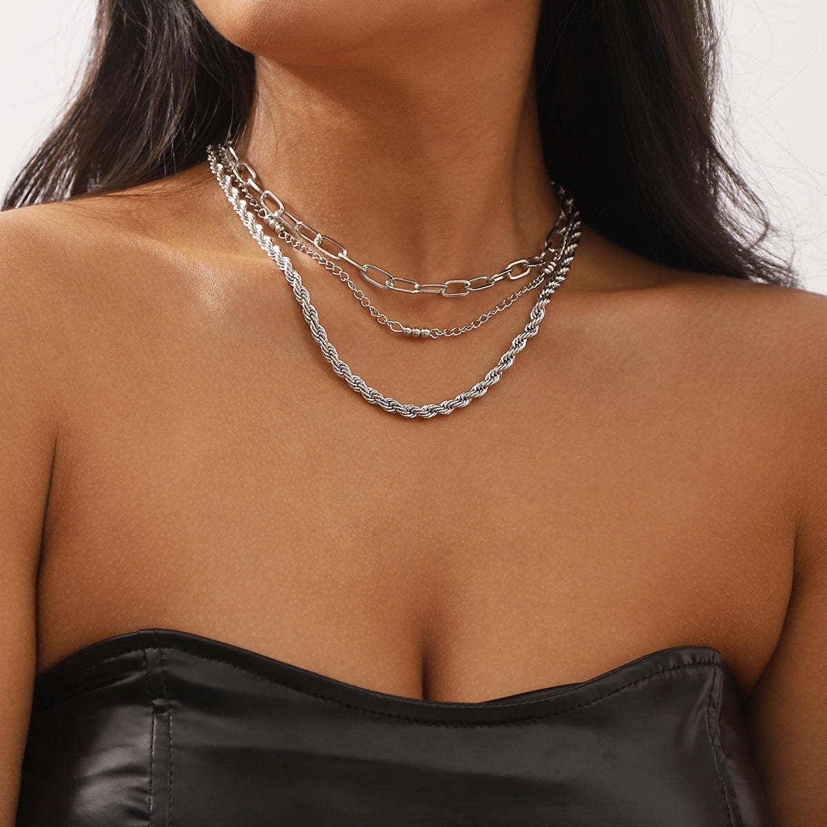 Multilayer Classic Chain Elegant Luxury 18k White Gold Plated Necklace Jewelry | Mix Mix Style-Mix MIx Style