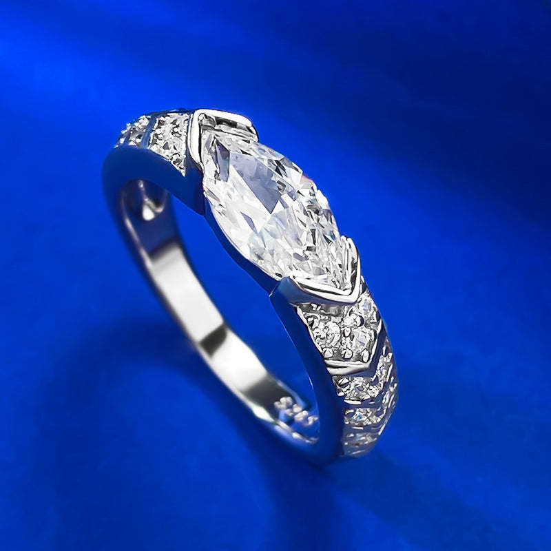 Classic Pink Marquise Cut Moissanite Diamond 18k White Gold Plated Engagement Ring | Mix Mix Style-Mix MIx Style