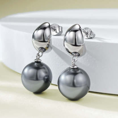 Mujing Jewelry S925 Silver Gold Surface Seiko Inlaid Pearl 12mm Shell Pearl Earrings European and American Fashion Simple Earrings-Mix MIx Style