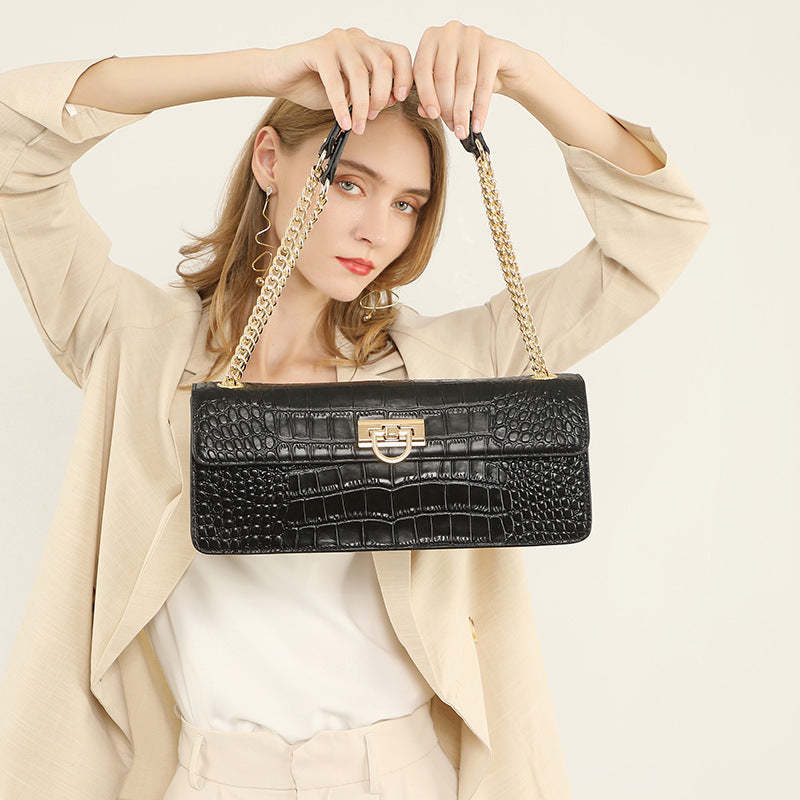 Shoulder Bags Crocodile pattern  new fashion chain niche high-quality messenger leather | Mix Mix Style [Hot Seller]-Mix MIx Style