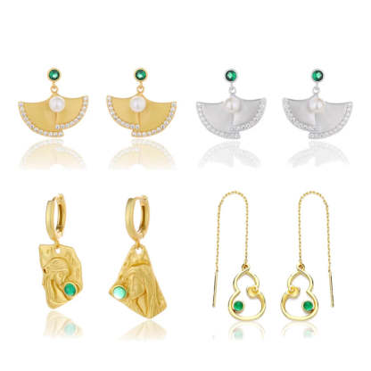 s925 Sterling Silver Akoya Pearls Fan Earrings | Mix Mix Style [Hot Seller]-Mix MIx Style
