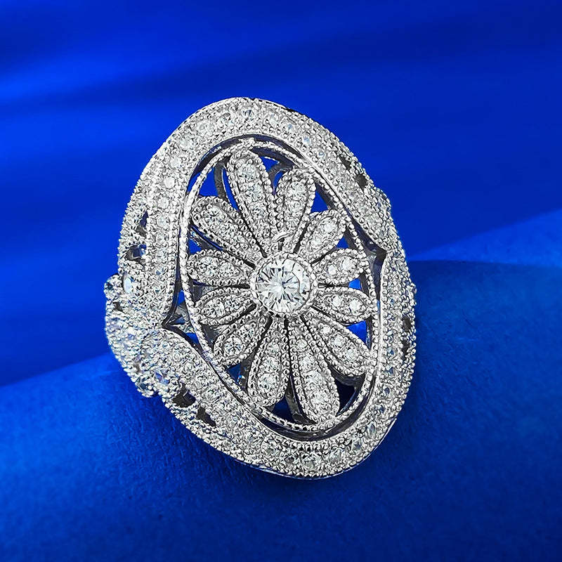 Mujing Jewelry Reunion Rice Fireworks Luxury Ring Silver Gold-plated Heavy Handmade Women's Ring Live Source-Mix MIx Style