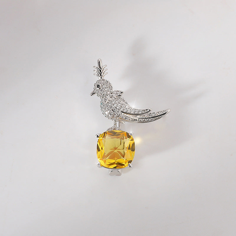 Xiliang Concubine High-grade Copper Inlaid Zircon Bird Brooch Korean Temperament Coat Clothing Accessories Pin Gift Corsage-Mix MIx Style