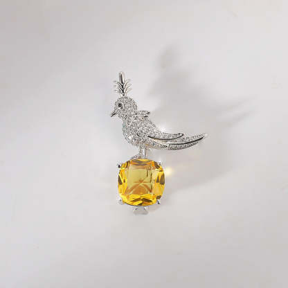 Xiliang Concubine High-grade Copper Inlaid Zircon Bird Brooch Korean Temperament Coat Clothing Accessories Pin Gift Corsage-Mix MIx Style