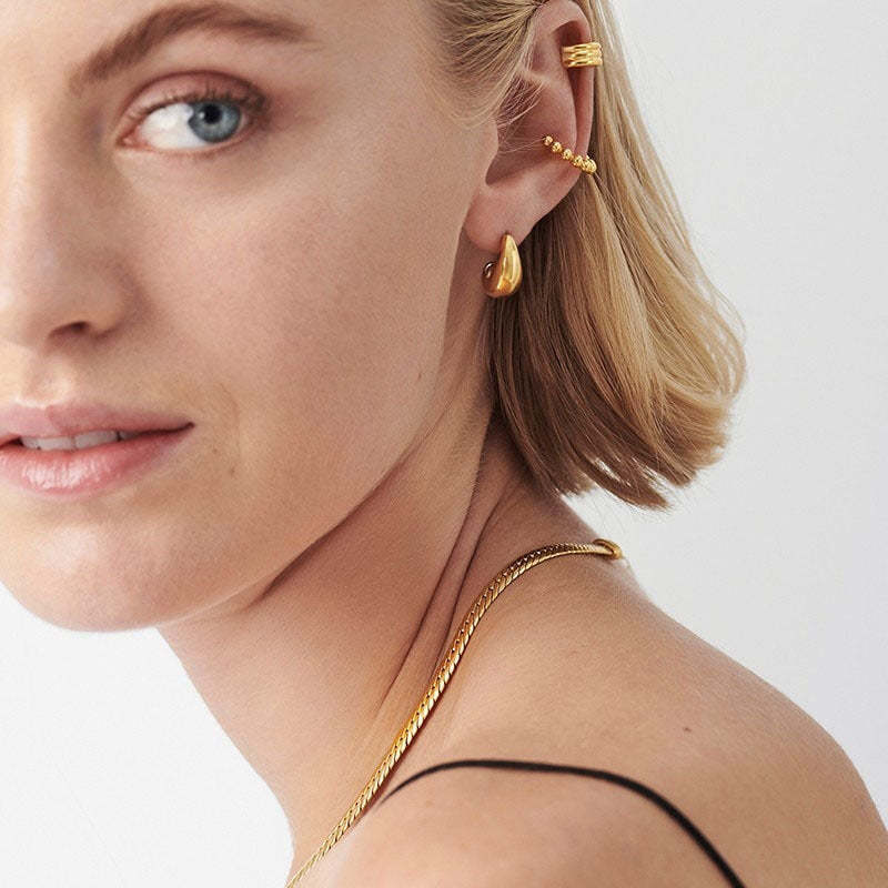 Half Moon Shaped Minimalist Timeless Elegant 18k Vermeil Gold Plated Drop Earrings | Mix Mix Style-Mix MIx Style