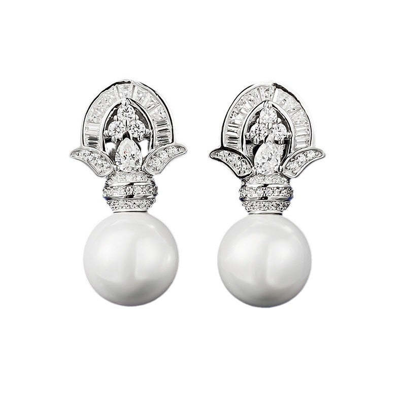 Mujing Jewelry 2023 New 925 Silver Synthetic 11mm Pearl Earrings Fashionable Second-hand Model Douyin Hot Sale-Mix MIx Style