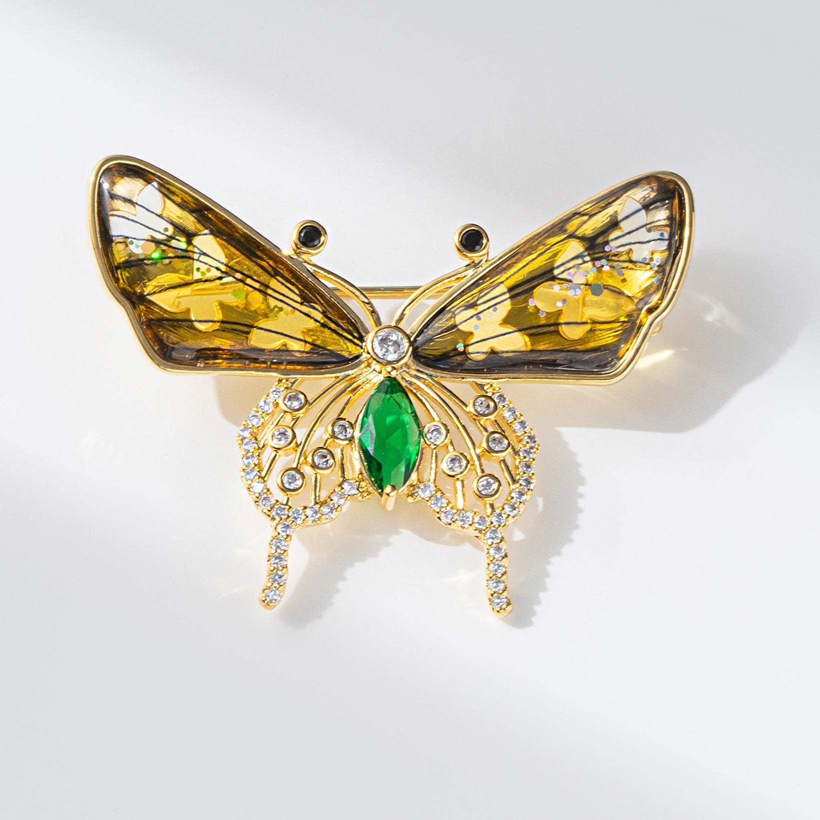 Xiliang Concubine light luxury high-end niche gradient crystal butterfly brooch female high-end temperament insect zircon pin-Mix MIx Style