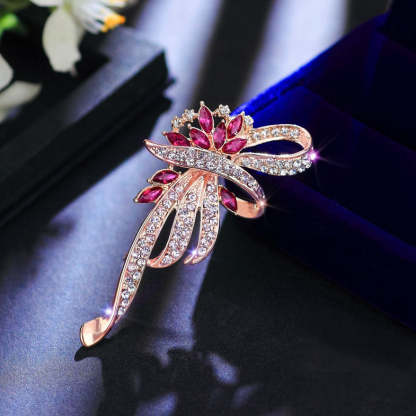 Rose gold brooch with diamond flowers, retro, simple and temperamental clothing, versatile and ladylike [three pieces free shipping]-Mix MIx Style
