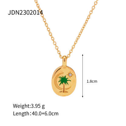 Gold Vintage Jewelry Circle Pendant 18K Gold Plated Chain Necklace | Mix Mix Style [Hot Seller]-Mix MIx Style