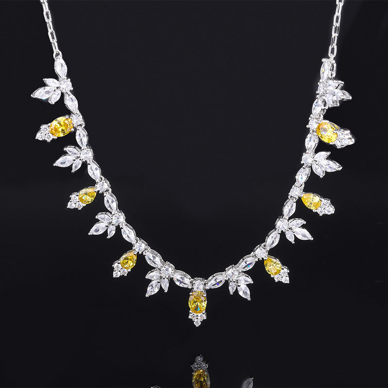 Vintage Classic Pendants Red Pear Diamond Luxury 18k White Gold Plated Necklace Earrings Jewelry Set | Mix Mix Style-Mix MIx Style