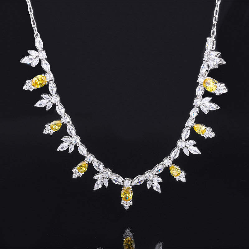 Vintage Classic Pendants Red Pear Diamond Luxury 18k White Gold Plated Necklace Earrings Jewelry Set | Mix Mix Style-Mix MIx Style