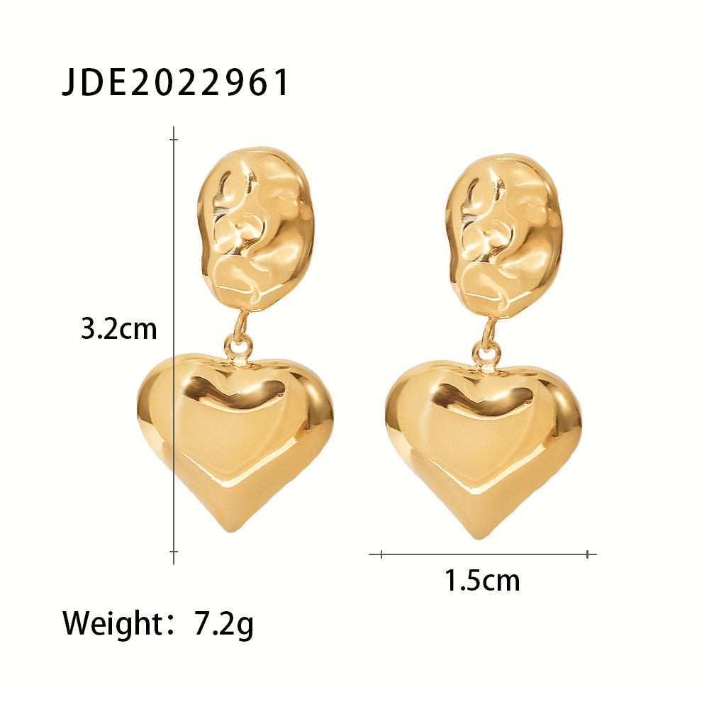 Irregular Heart Shaped Timeless Retro Love 18k Vermeil Gold Plated Drop Earrings | Mix Mix Style-Mix MIx Style