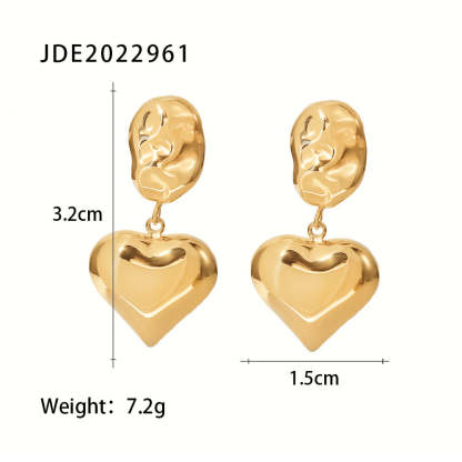 Irregular Heart Shaped Timeless Retro Love 18k Vermeil Gold Plated Drop Earrings | Mix Mix Style-Mix MIx Style