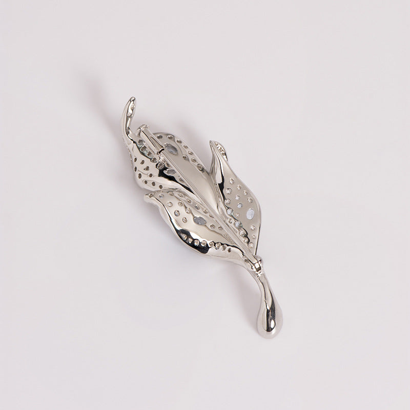 Sterling silver maple leaf brooch 925 silver gold-plated summer anti-exposure high-end pin clothing accessories-Mix MIx Style