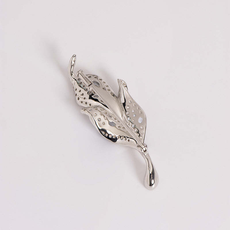 Sterling silver maple leaf brooch 925 silver gold-plated summer anti-exposure high-end pin clothing accessories-Mix MIx Style