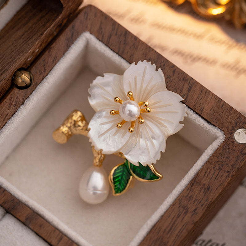 Natural pearl brooch female fritillary flowers fresh pastoral style 2024 spring and summer corsage high-end temperament clothing-Mix MIx Style