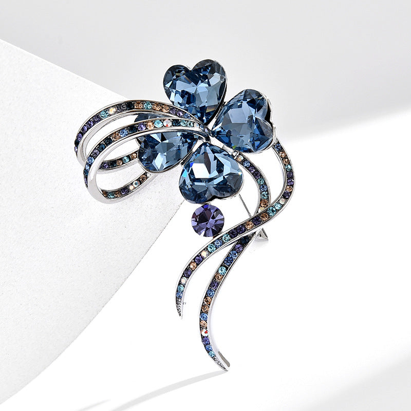 New design, elegant, luxurious, exquisite ribbon, lucky four-leaf clover brooch, coat, suit and accessories wholesale-Mix MIx Style