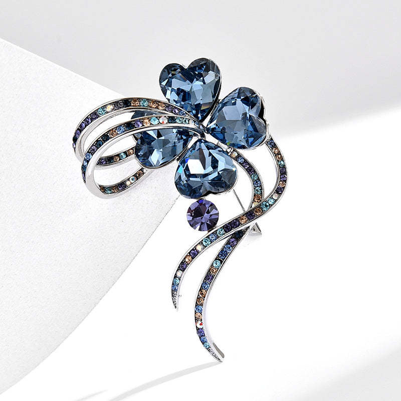 New design, elegant, luxurious, exquisite ribbon, lucky four-leaf clover brooch, coat, suit and accessories wholesale-Mix MIx Style