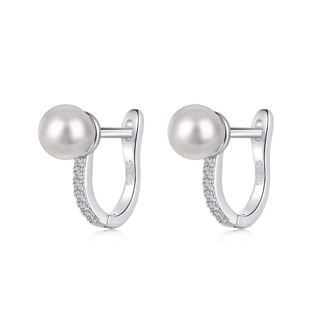 925 sterling silver pearl earrings for women Korean version daily exqu