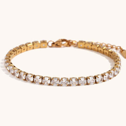 European and American cross-border hot selling fashion light luxury zircon chain bracelet stainless steel plated 18K gold simple hand jewelry-Mix MIx Style