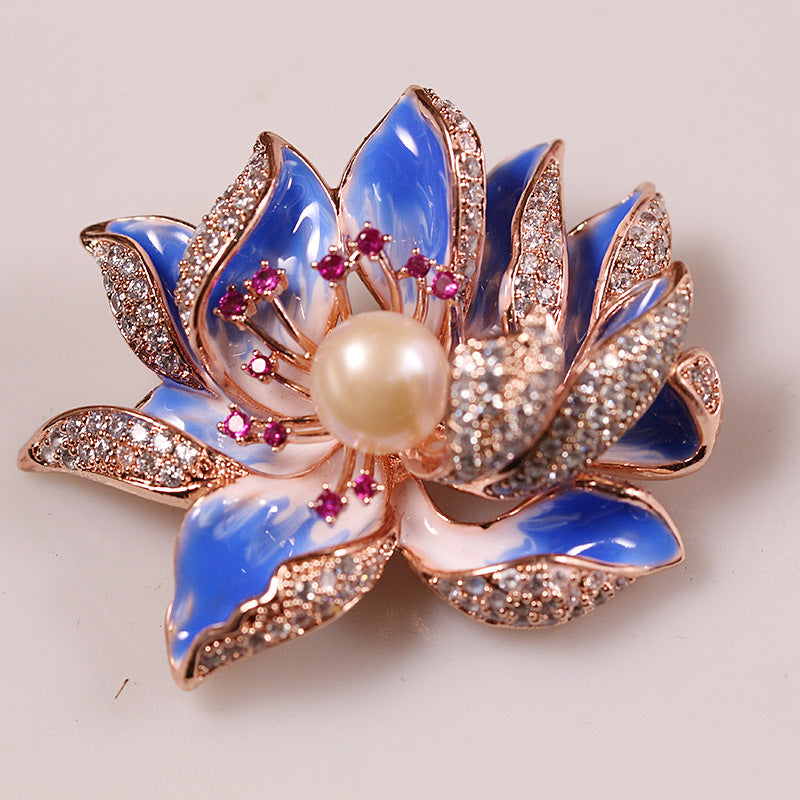 Xiliang Concubine High-end Retro Chinese Style Lotus Brooch Natural Freshwater Pearl Lotus Cheongsam Accessories Pin-Mix MIx Style