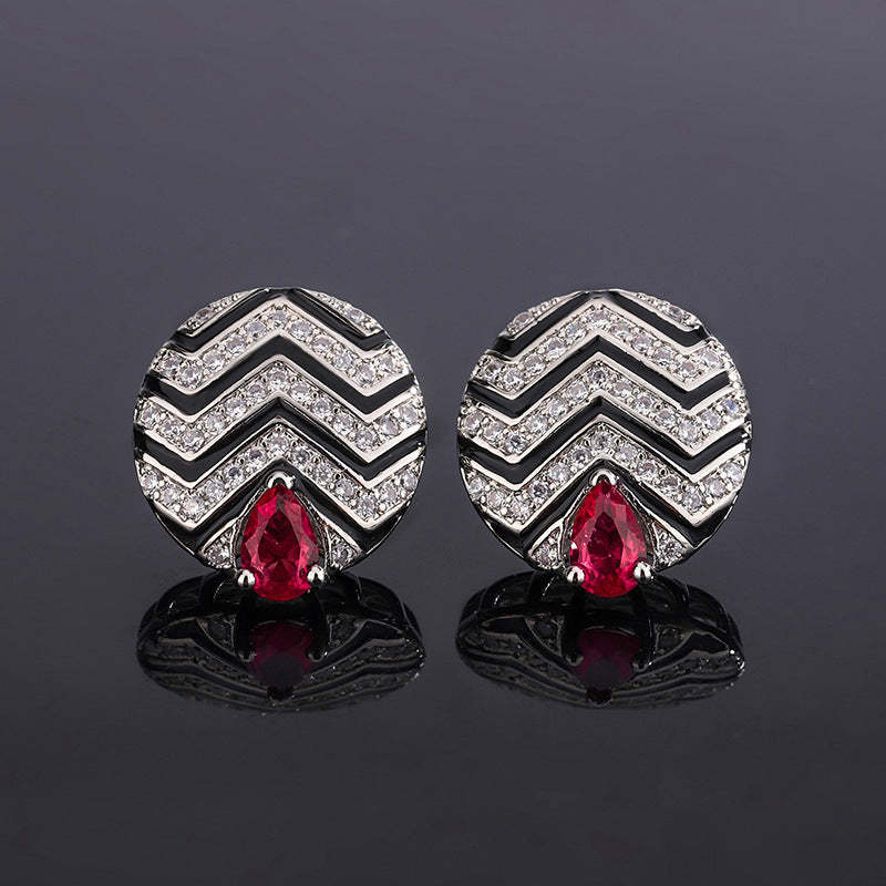 Pink & Blue Vintage Pendant Pear Cut Diamond Luxury 18k White Gold Plated Necklace Earrings Jewelry Set | Mix Mix Style-Mix MIx Style