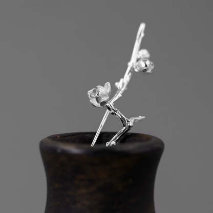 Looking for original Gufang S925 sterling silver brooch, new Chinese Zen style, ancient style, literary and artistic poetic temperament, wintersweet flower-Mix MIx Style