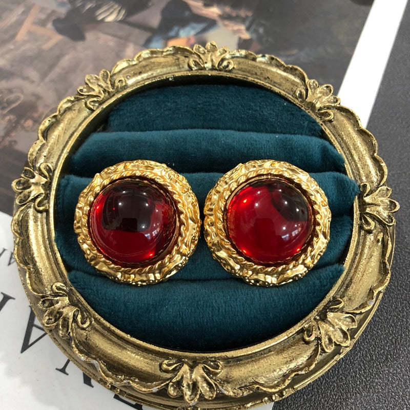 Pink - Red - Green Classic Round Moissanite Diamonds Elegant 18k Vermeil Gold Plated Stud Earrings | Mix Mix Style-Mix MIx Style